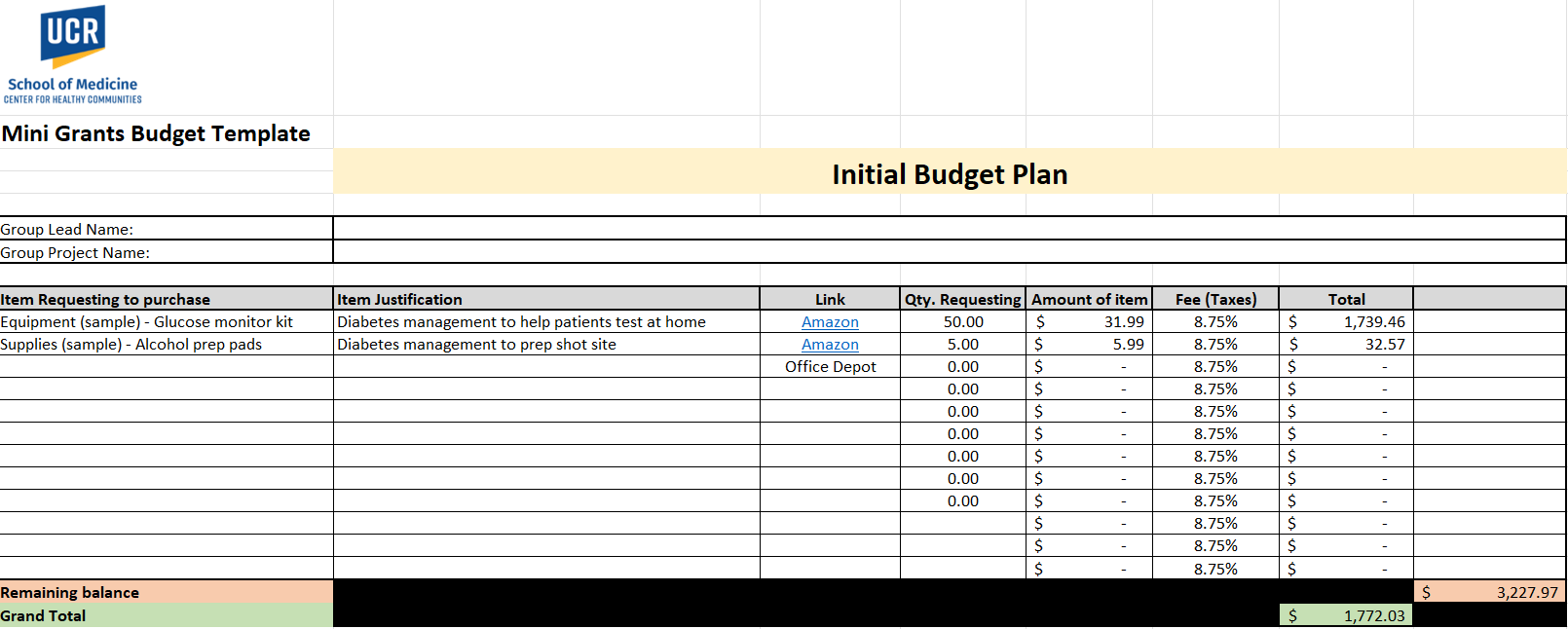 Excel sheet for budget template