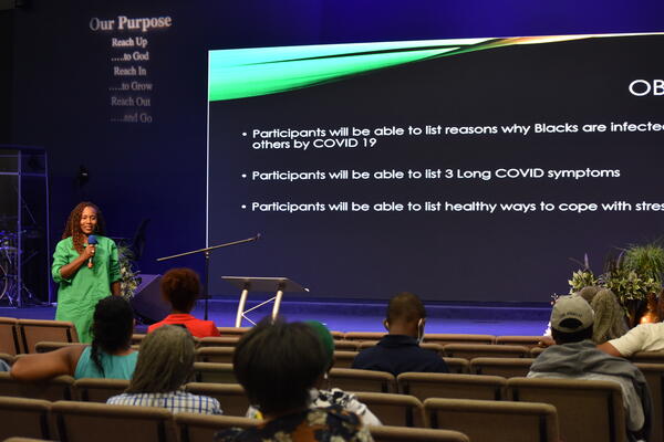 Dr. Ijeaku presenting on long haul COVID and brain fog